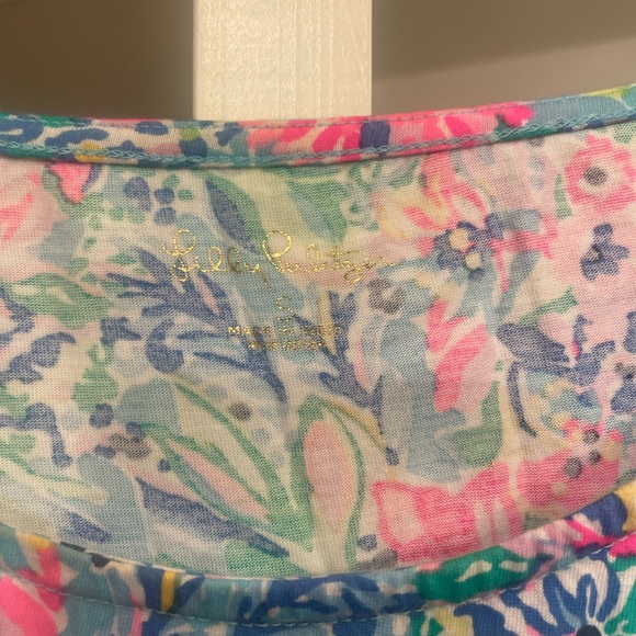 Lilly Pulitzer size S Geanna Floral Cotton Dress Amalfi Blue Alligator Isle - Picture 3 of 4